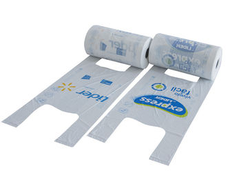 Tシャツのロール、白い色、HDPE材料の包装のためのプラスチック買い物袋