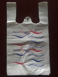 環境に優しいプラスチックTシャツの買い物袋、印刷、HDPE材料を用いる白い色