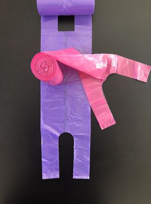 ロール オフィスおよび家の使用のTシャツの買い物袋、ピンクおよび紫色、テーブルのゴミ箱